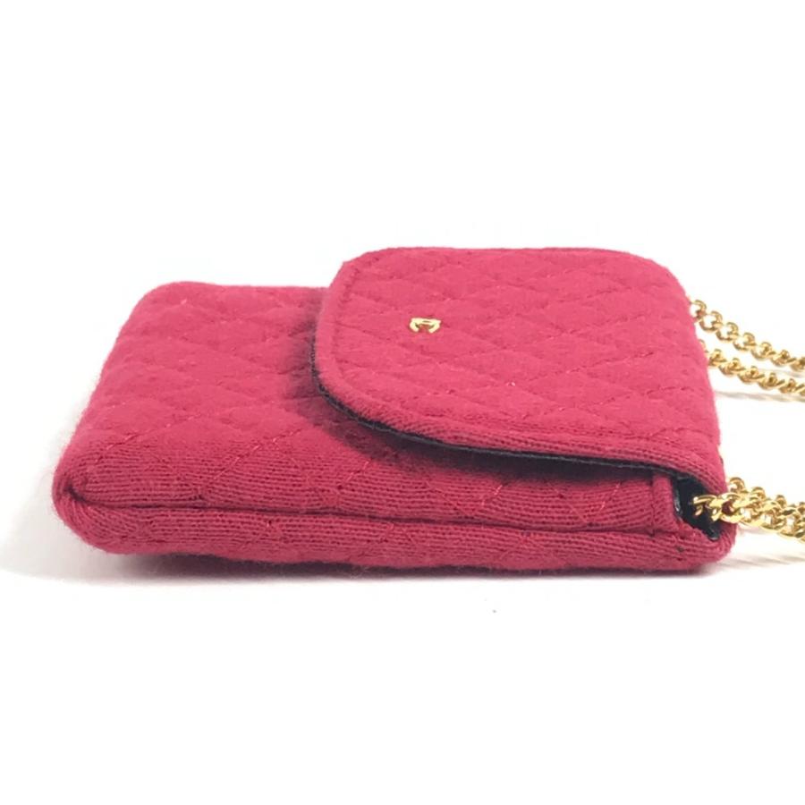 CHANEL シャネル ココマーク マトラッセ ロゴ CC キルティング チェーン ミニチュア ポーチ 斜め掛け ショルダーバッグ レッド 【中古】 | CHANEL | 02