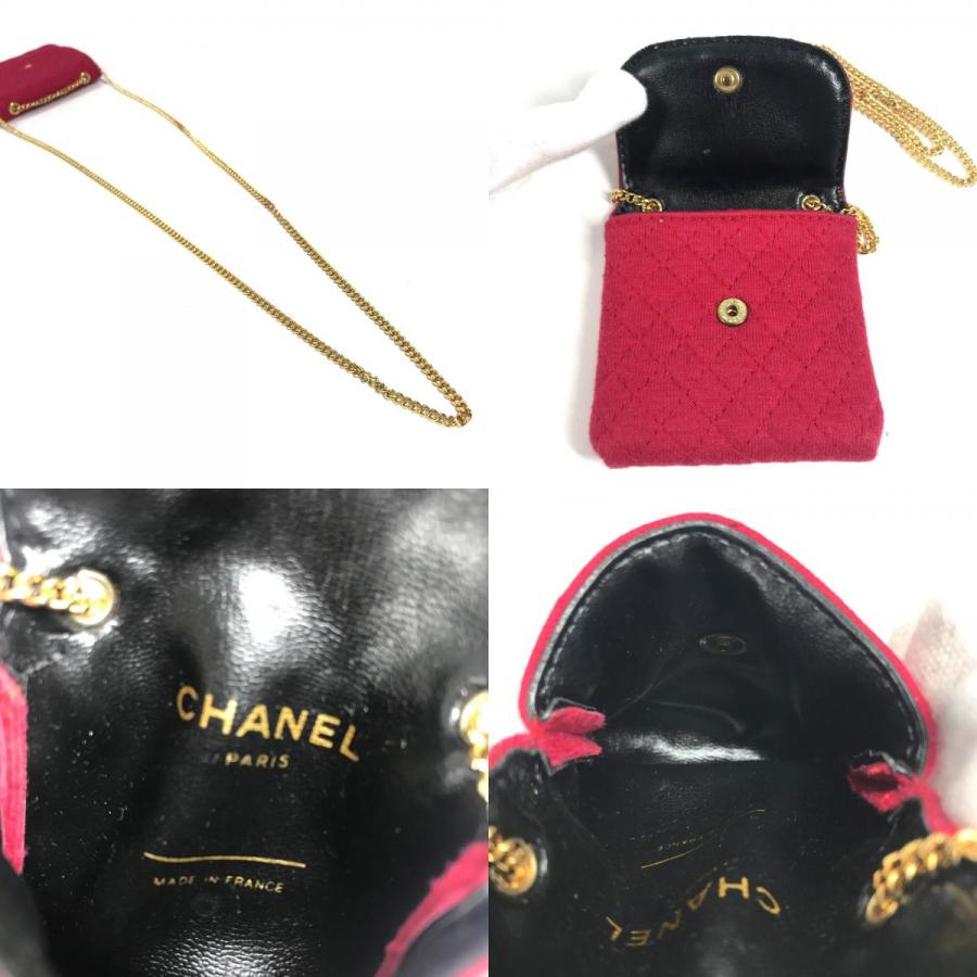 CHANEL シャネル ココマーク マトラッセ ロゴ CC キルティング チェーン ミニチュア ポーチ 斜め掛け ショルダーバッグ レッド 【中古】 | CHANEL | 08