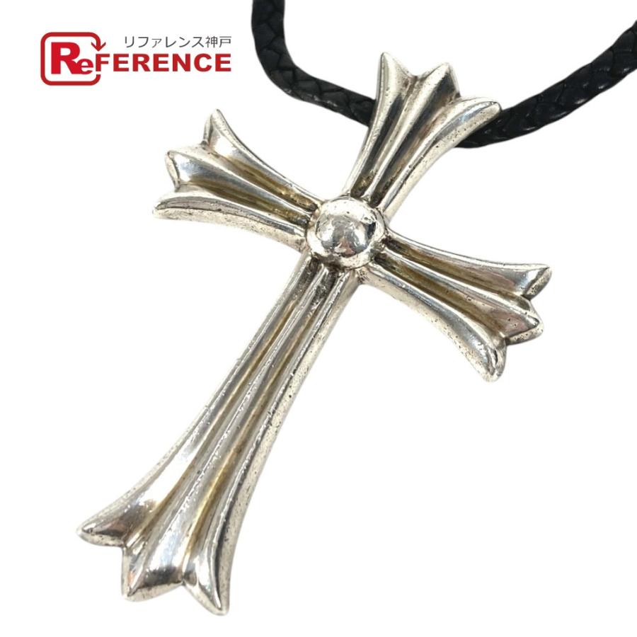 CHROME HEARTS クロムハーツ CH クロス ラージ チョーカー ペンダント 革紐 アクセサリー  ネックレス シルバー ユニセックス【中古】 | 
