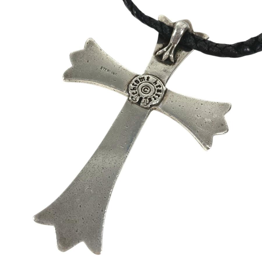 CHROME HEARTS クロムハーツ CH クロス ラージ チョーカー ペンダント 革紐 アクセサリー  ネックレス シルバー ユニセックス【中古】 |  | 01