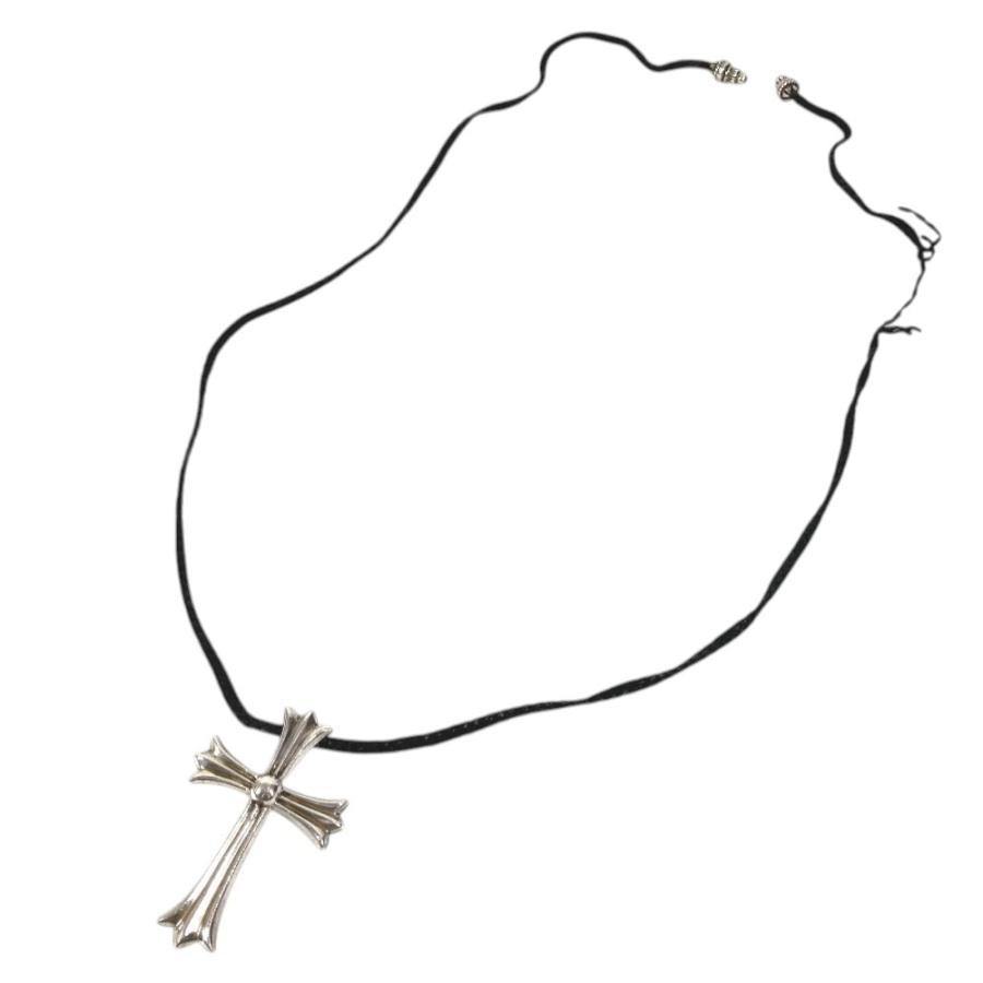 CHROME HEARTS クロムハーツ CH クロス ラージ チョーカー ペンダント 革紐 アクセサリー  ネックレス シルバー ユニセックス【中古】 |  | 02