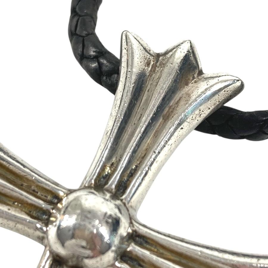 CHROME HEARTS クロムハーツ CH クロス ラージ チョーカー ペンダント 革紐 アクセサリー  ネックレス シルバー ユニセックス【中古】 |  | 05
