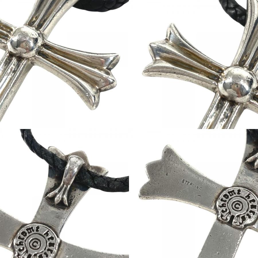 CHROME HEARTS クロムハーツ CH クロス ラージ チョーカー ペンダント 革紐 アクセサリー  ネックレス シルバー ユニセックス【中古】 |  | 07