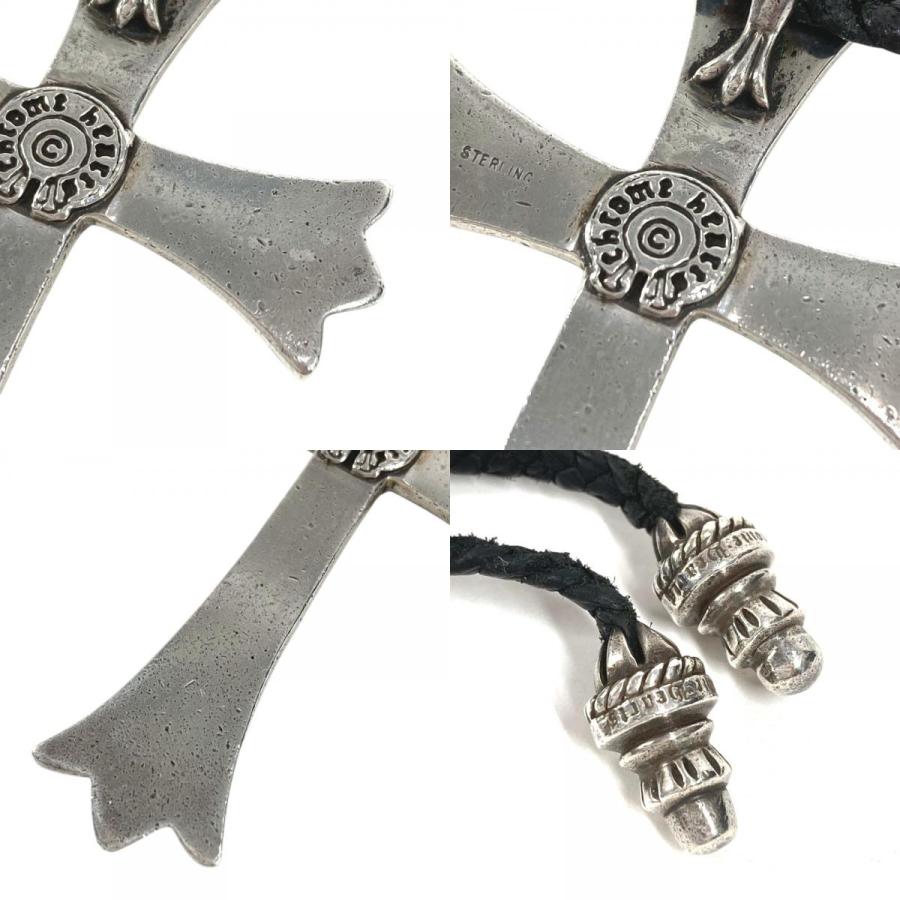 CHROME HEARTS クロムハーツ CH クロス ラージ チョーカー ペンダント 革紐 アクセサリー  ネックレス シルバー ユニセックス【中古】 |  | 08