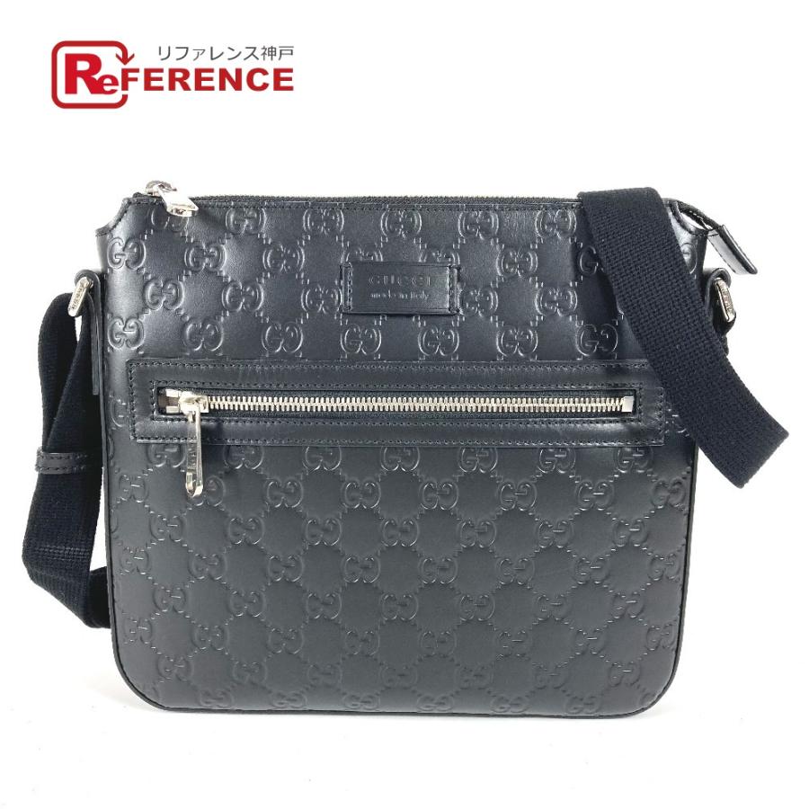 美品 GUCCI グッチ 406410 ロゴ カバン 斜め掛け ポシェット GGエンボス グッチシマ ショルダーバッグ ブラック ユニセックス【中古】 | GUCCI