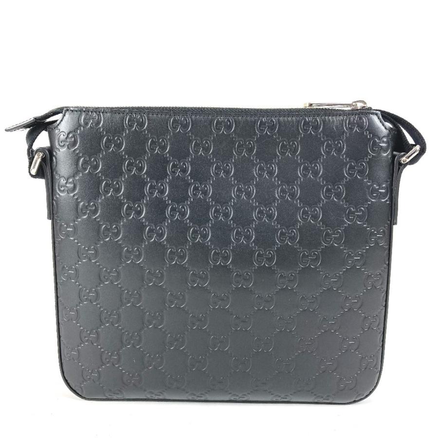 美品 GUCCI グッチ 406410 ロゴ カバン 斜め掛け ポシェット GGエンボス グッチシマ ショルダーバッグ ブラック ユニセックス【中古】 | GUCCI | 01