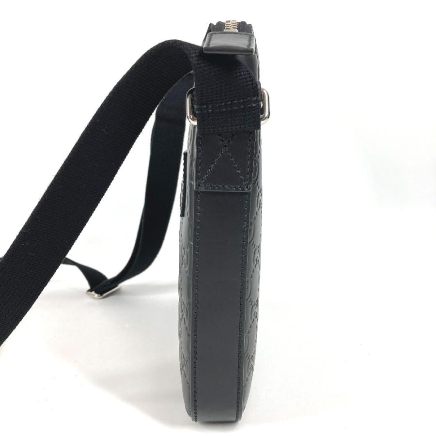 美品 GUCCI グッチ 406410 ロゴ カバン 斜め掛け ポシェット GGエンボス グッチシマ ショルダーバッグ ブラック ユニセックス【中古】 | GUCCI | 02
