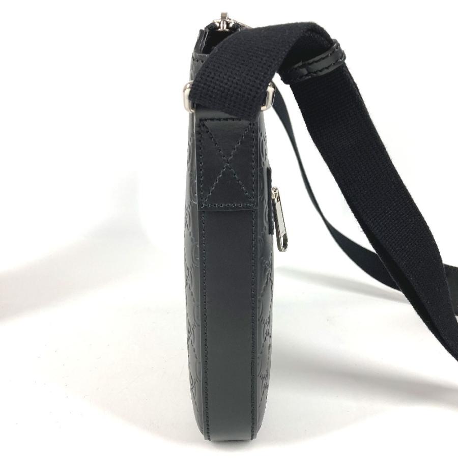美品 GUCCI グッチ 406410 ロゴ カバン 斜め掛け ポシェット GGエンボス グッチシマ ショルダーバッグ ブラック ユニセックス【中古】 | GUCCI | 03
