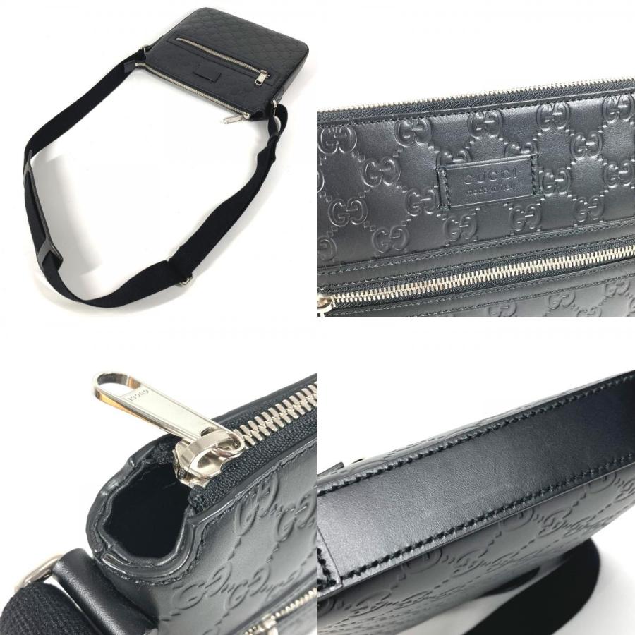美品 GUCCI グッチ 406410 ロゴ カバン 斜め掛け ポシェット GGエンボス グッチシマ ショルダーバッグ ブラック ユニセックス【中古】 | GUCCI | 07