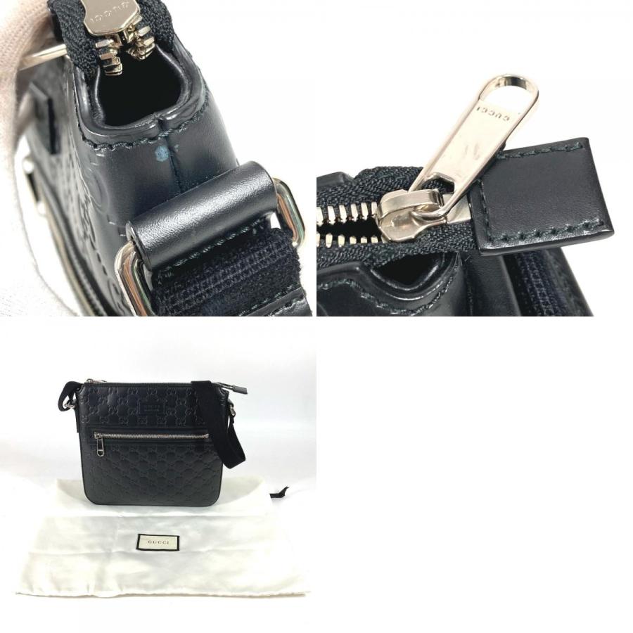 美品 GUCCI グッチ 406410 ロゴ カバン 斜め掛け ポシェット GGエンボス グッチシマ ショルダーバッグ ブラック ユニセックス【中古】 | GUCCI | 09