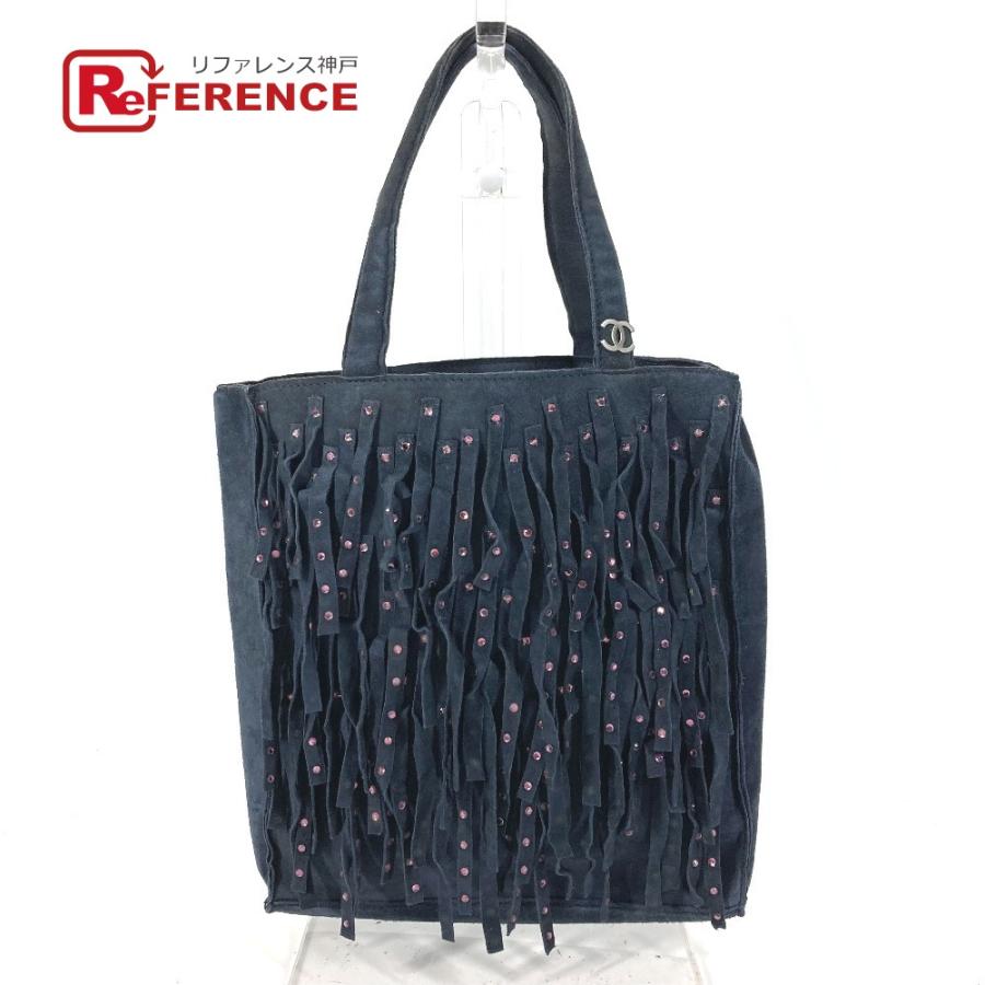 CHANEL シャネル フリンジ タッセル　ラインストーン トートバッグ ヴィンテージ ハンドバッグ ネイビー レディース【中古】 | CHANEL