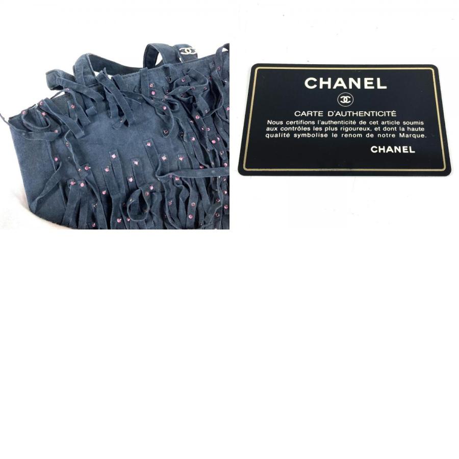 CHANEL シャネル フリンジ タッセル　ラインストーン トートバッグ ヴィンテージ ハンドバッグ ネイビー レディース【中古】 | CHANEL | 09