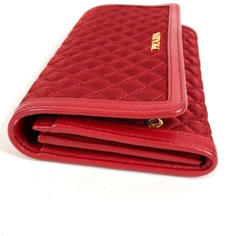 PRADA プラダ 1M1437 ロゴ キルティング ロングウォレット ショルダーバッグ ショルダーウォレット 長財布 レッド【中古】 | PRADA | 05