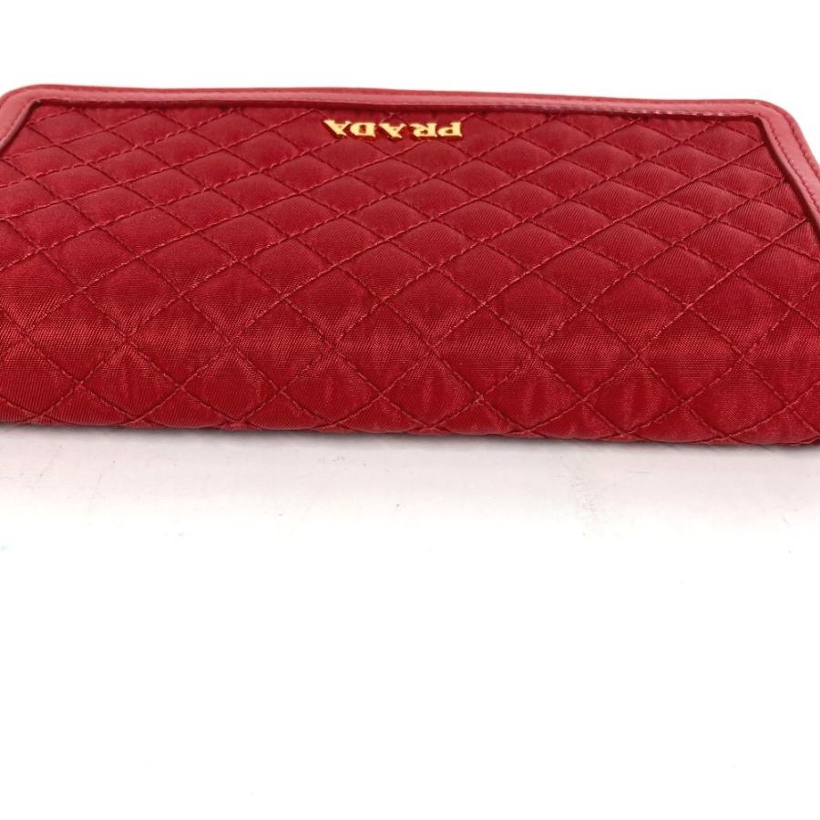 PRADA プラダ 1M1437 ロゴ キルティング ロングウォレット ショルダーバッグ ショルダーウォレット 長財布 レッド【中古】 | PRADA | 07