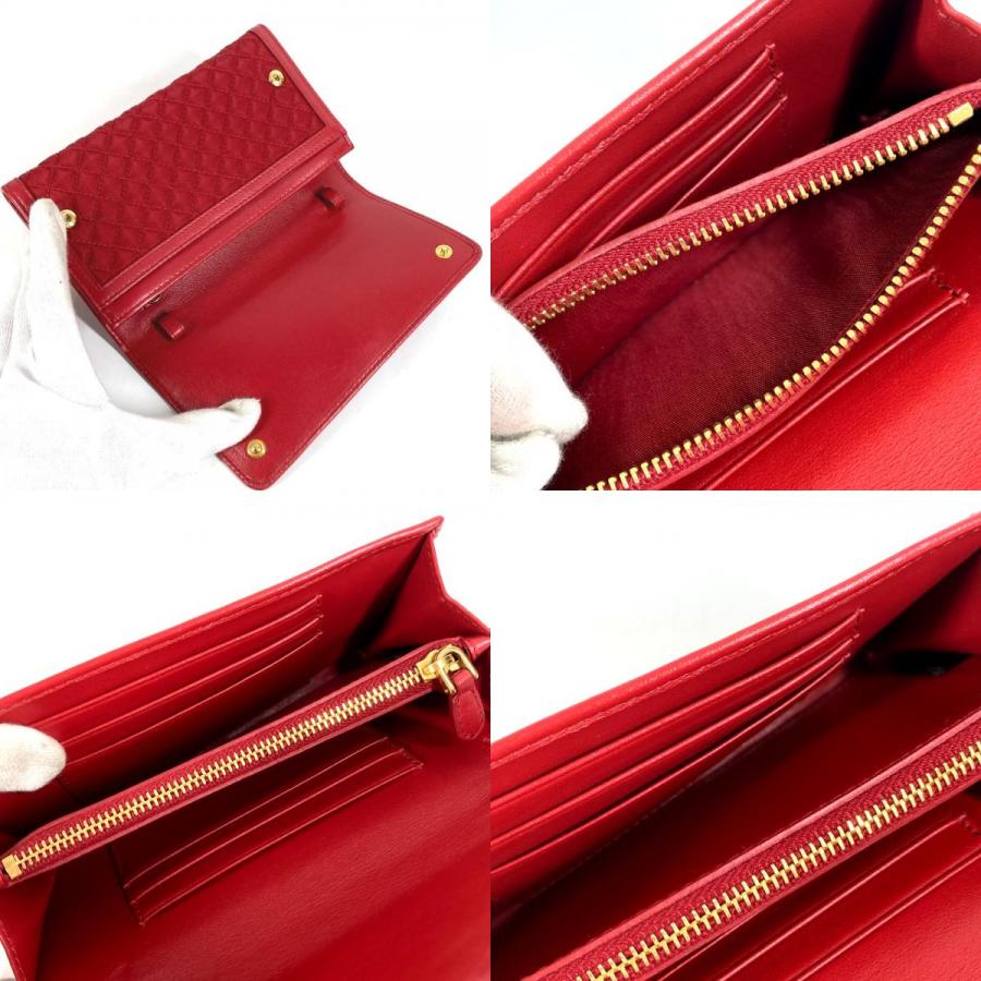 PRADA プラダ 1M1437 ロゴ キルティング ロングウォレット ショルダーバッグ ショルダーウォレット 長財布 レッド【中古】 | PRADA | 08