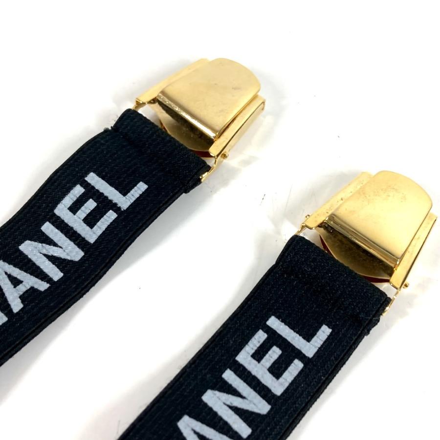 CHANEL シャネル アームバンド 2つ セット ペア アクセサリー 袖止め 袖止め ロゴ ヴィンテージ ベルト ブラック レディース【中古】 | CHANEL | 02