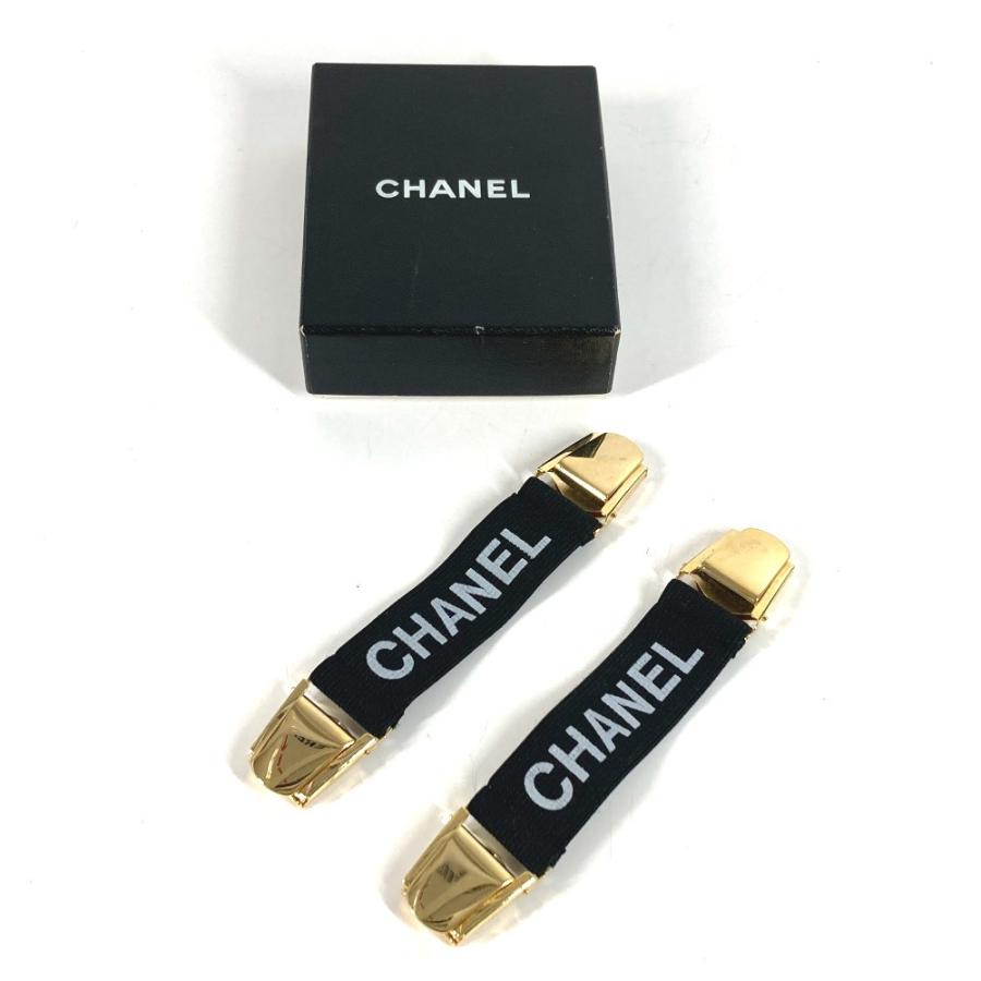 CHANEL シャネル アームバンド 2つ セット ペア アクセサリー 袖止め 袖止め ロゴ ヴィンテージ ベルト ブラック レディース【中古】 | CHANEL | 06