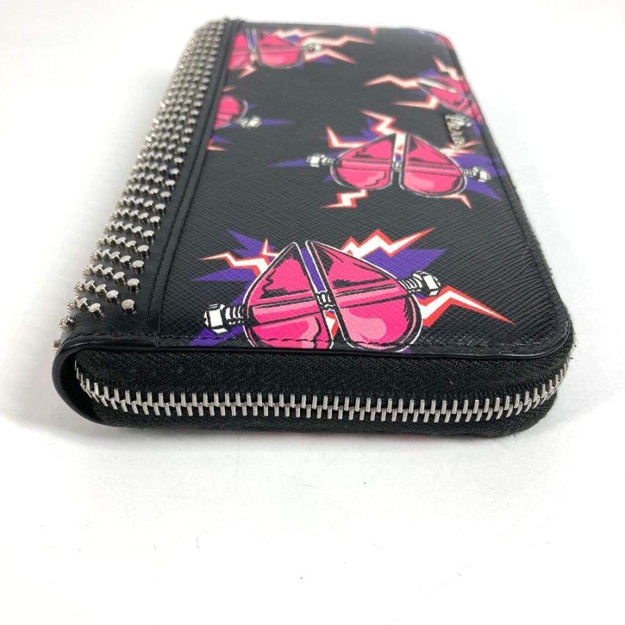 PRADA プラダ 2ML317 ハート ロゴ スタッズ ロングウォレット ラウンドファスナー 長財布 ブラック ユニセックス【中古】 | PRADA | 02