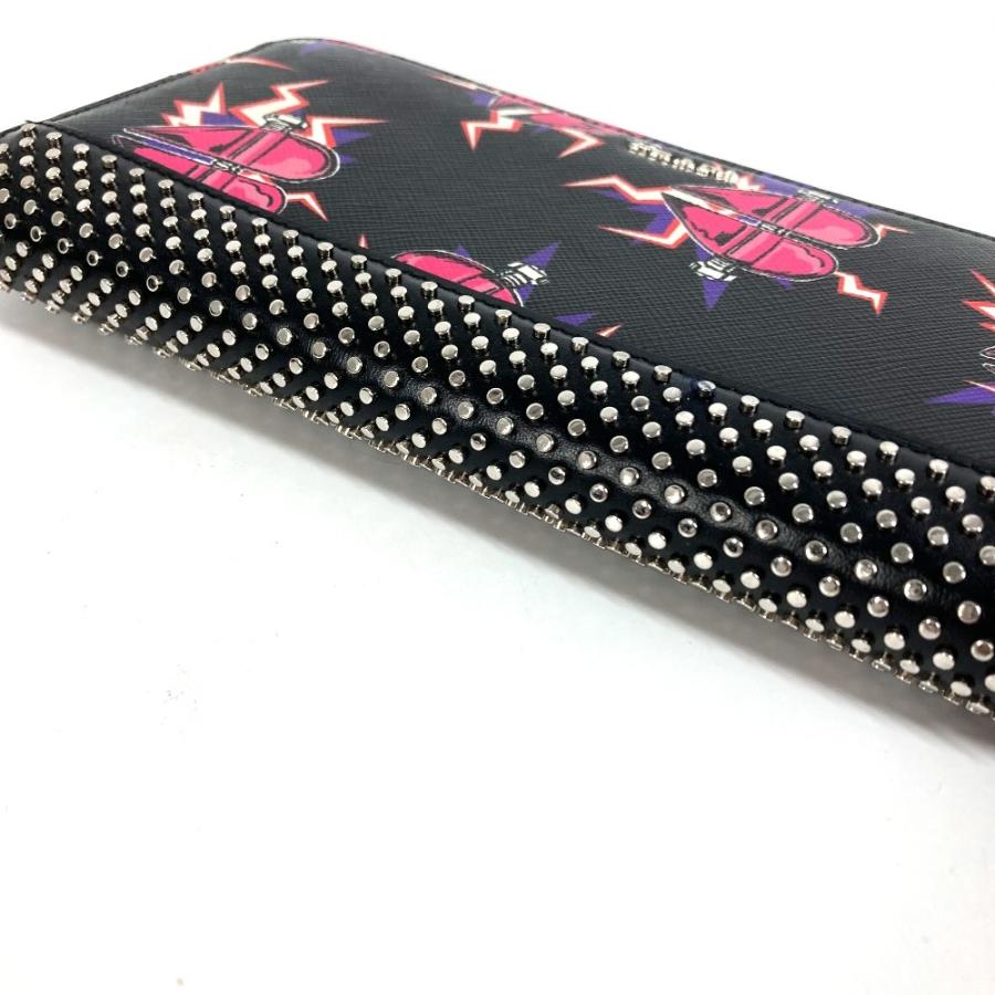 PRADA プラダ 2ML317 ハート ロゴ スタッズ ロングウォレット ラウンドファスナー 長財布 ブラック ユニセックス【中古】 | PRADA | 03