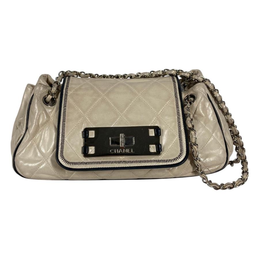CHANEL シャネル CC ココマーク ロゴ キルティング マトラッセ 2.55金具 イーストウエスト ショルダーバッグ ベージュ【中古】 | CHANEL | 01