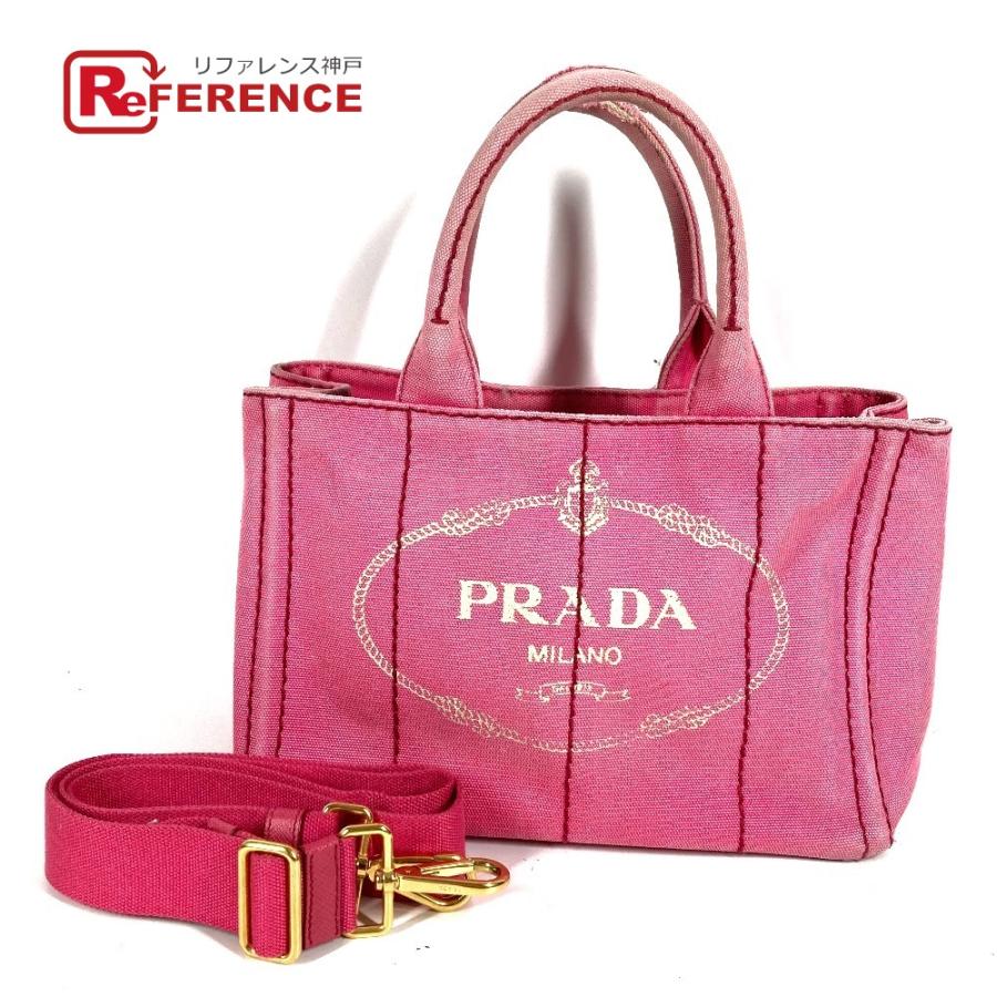 PRADA プラダ ロゴ カナパ MINI ミニ カバン 斜め掛け トートバッグ ハンドバッグ ショルダーバッグ ピンク ユニセックス【中古】 | PRADA