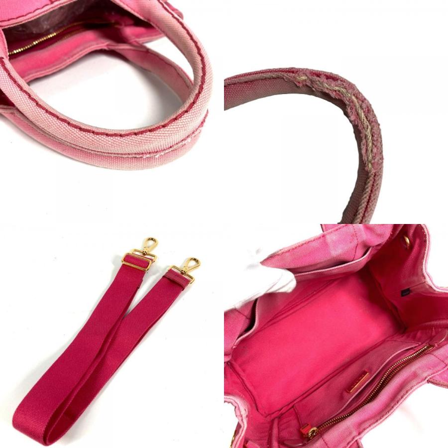 PRADA プラダ ロゴ カナパ MINI ミニ カバン 斜め掛け トートバッグ ハンドバッグ ショルダーバッグ ピンク ユニセックス【中古】 | PRADA | 08