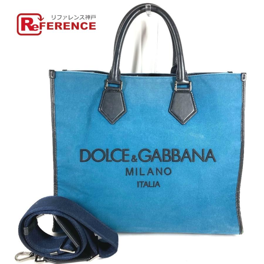 DOLCE&GABBANA ドルガバ ロゴ カバン 2WAYバッグ トートバッグ ショッピングバッグ ショルダーバッグ ブルー ユニセックス【中古】 | 