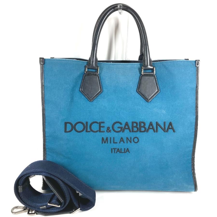 DOLCE&GABBANA ドルガバ ロゴ カバン 2WAYバッグ トートバッグ ショッピングバッグ ショルダーバッグ ブルー ユニセックス【中古】 |  | 01