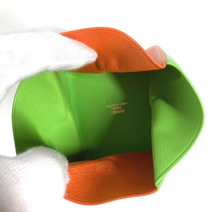 HERMES エルメス ズールー バイカラー スクエア 財布 小銭入れ コインケース グリーン レディース【中古】 | HERMES | 08