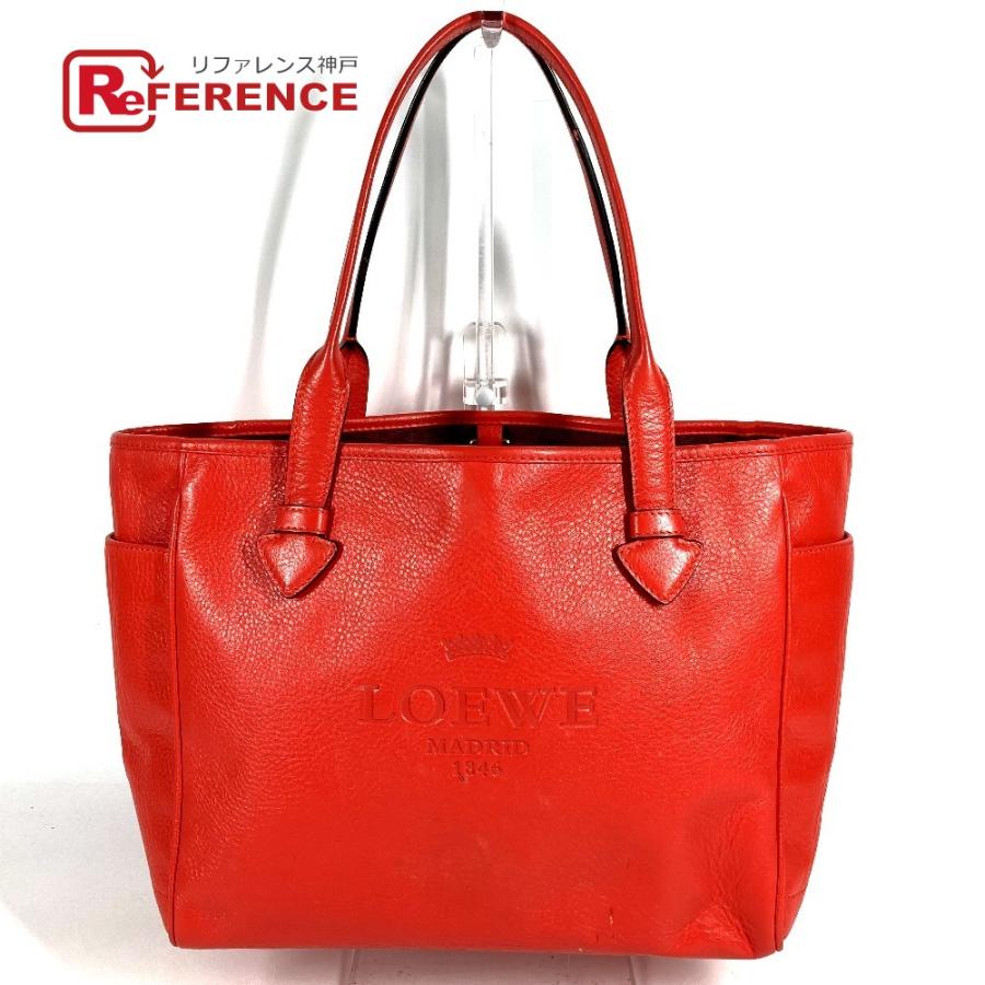 LOEWE ロエベ ロゴ ヘリテージ カバン 肩掛け トートバッグ  ショルダーバッグ オレンジレッド系 ユニセックス【中古】 | LOEWE