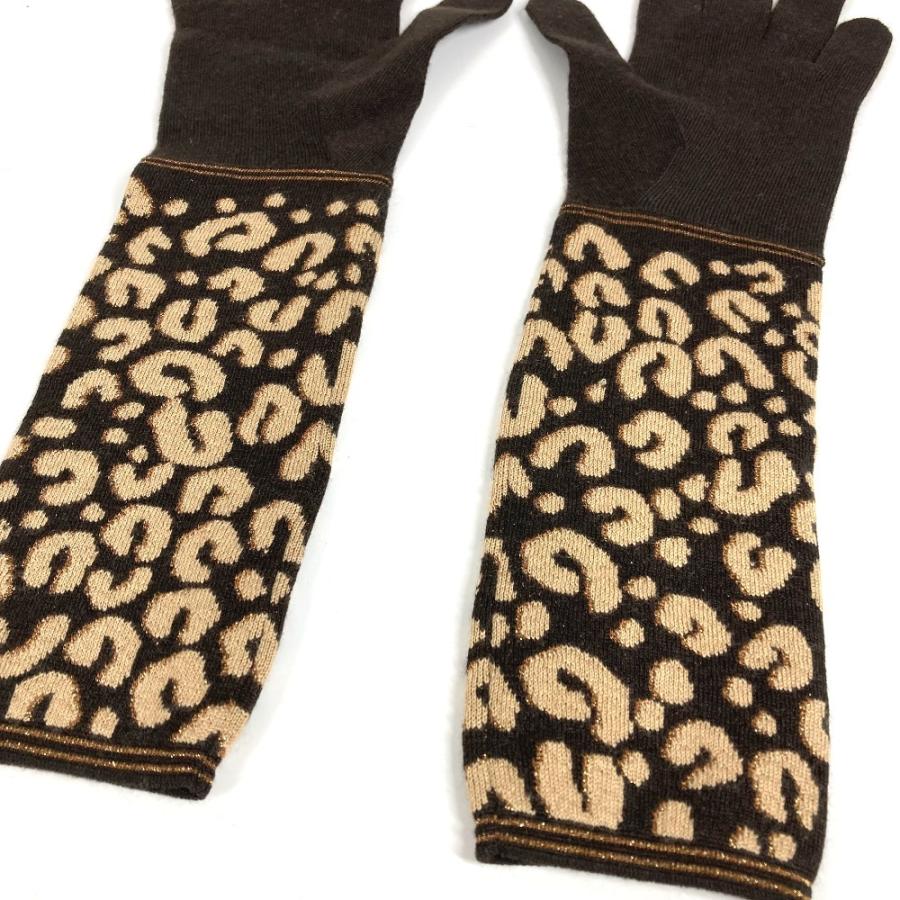 美品 LOUIS VUITTON ルイヴィトン M58347 ゴンマイユ レオパード 豹柄 ヒョウ ロング手袋 グローブ LV ラメ 手袋 ブラウン【中古】 | LOUIS VUITTON | 01