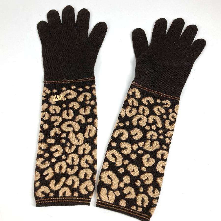 美品 LOUIS VUITTON ルイヴィトン M58347 ゴンマイユ レオパード 豹柄 ヒョウ ロング手袋 グローブ LV ラメ 手袋 ブラウン【中古】 | LOUIS VUITTON | 03