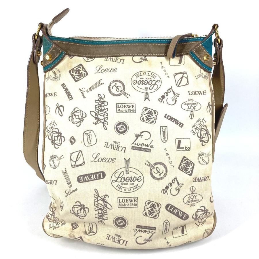 LOEWE ロエベ 160周年記念 ロゴ 斜め掛け カバン ポシェット 総柄 ショルダーバッグ ベージュ系 ユニセックス【中古】 | LOEWE | 01