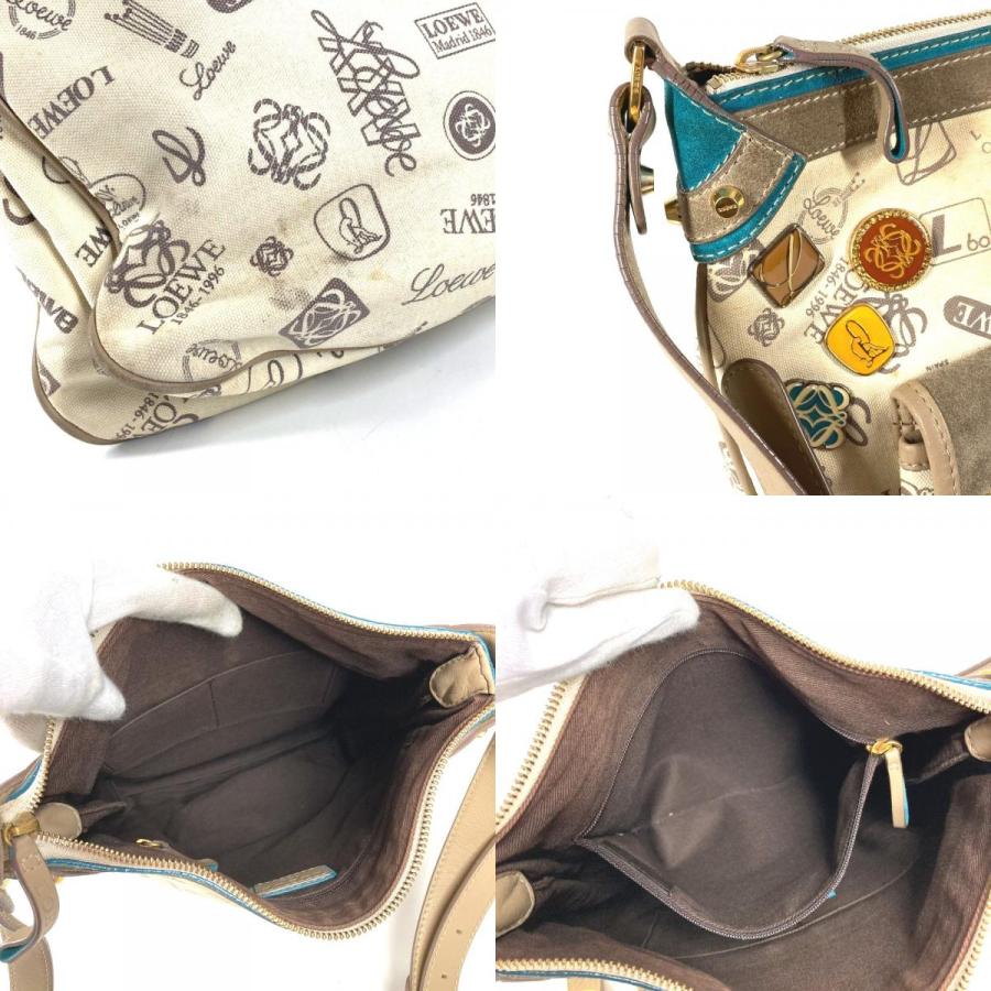 LOEWE ロエベ 160周年記念 ロゴ 斜め掛け カバン ポシェット 総柄 ショルダーバッグ ベージュ系 ユニセックス【中古】 | LOEWE | 08