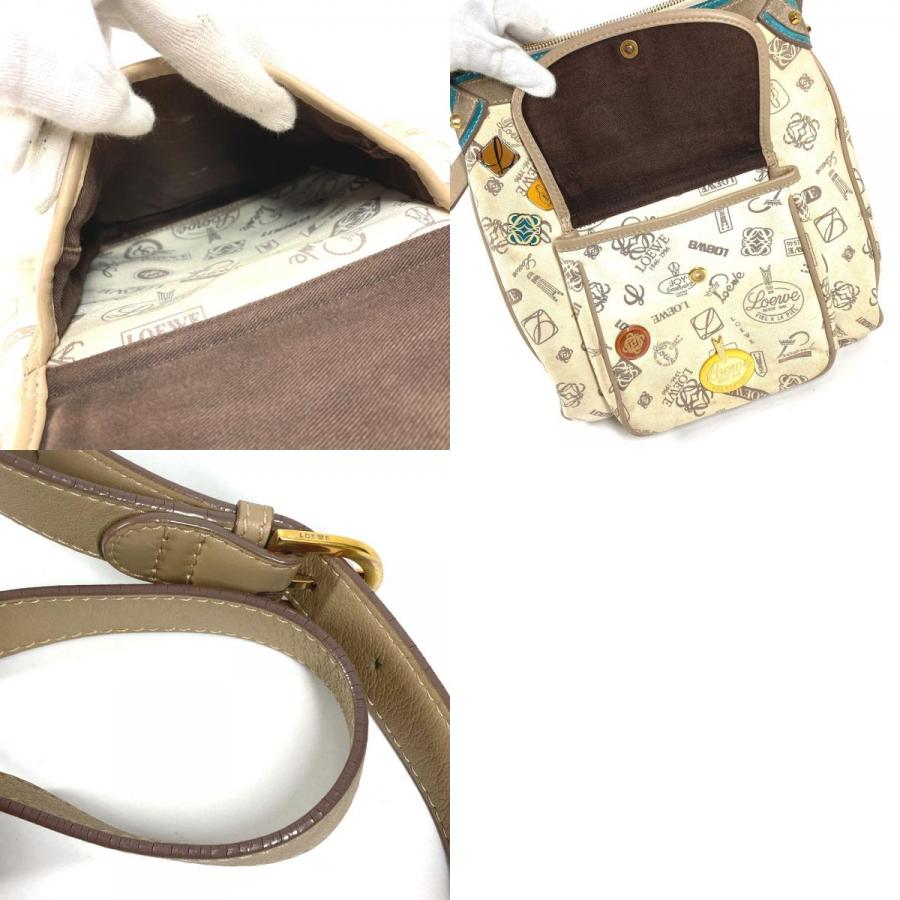 LOEWE ロエベ 160周年記念 ロゴ 斜め掛け カバン ポシェット 総柄 ショルダーバッグ ベージュ系 ユニセックス【中古】 | LOEWE | 09