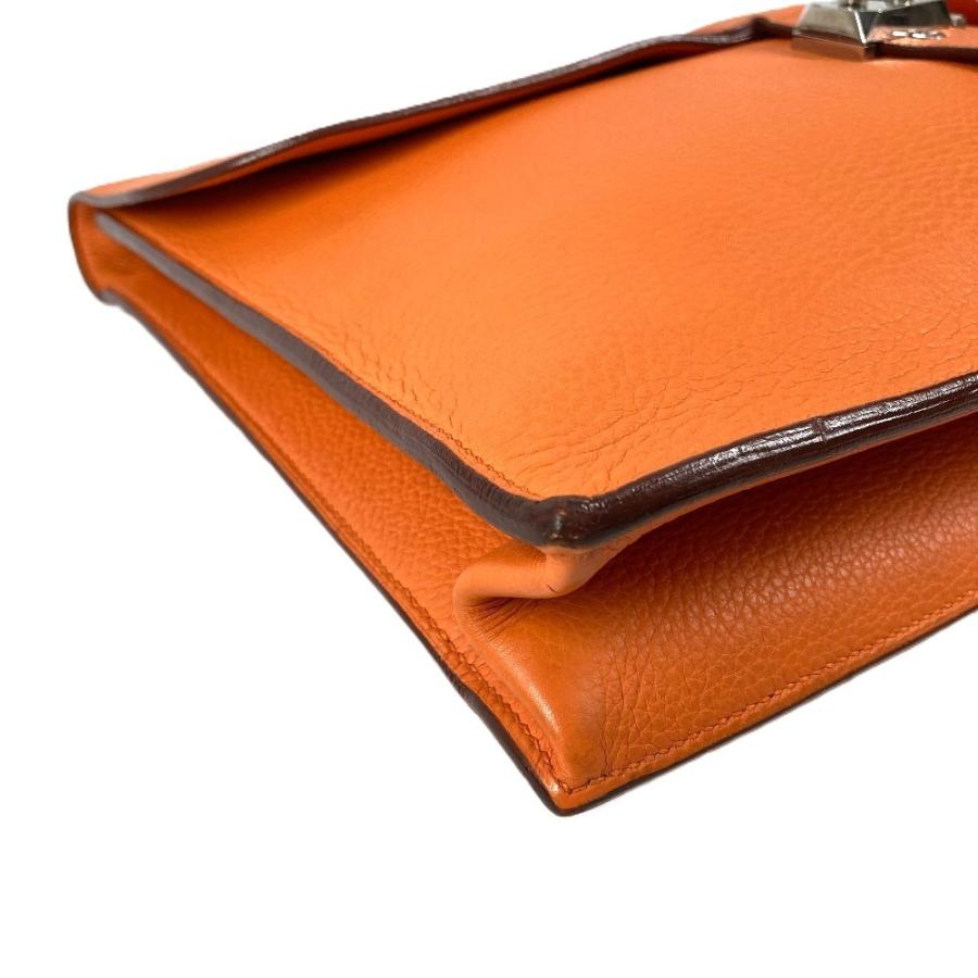 HERMES エルメス サックアデペッシュ41 サックアデペッシュ 41  トートバッグ ハンドバッグ ビジネスバッグ オレンジ メンズ【中古】 | HERMES | 05