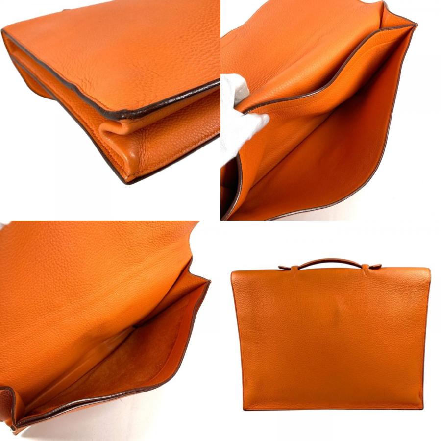 HERMES エルメス サックアデペッシュ41 サックアデペッシュ 41  トートバッグ ハンドバッグ ビジネスバッグ オレンジ メンズ【中古】 | HERMES | 07