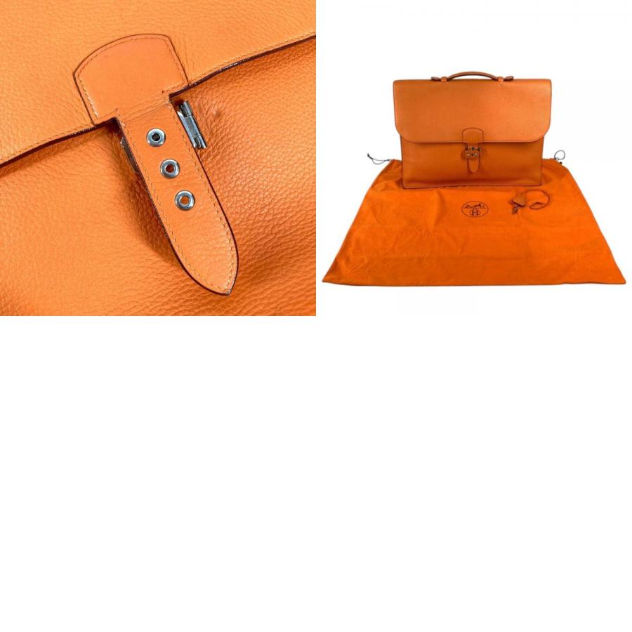 HERMES エルメス サックアデペッシュ41 サックアデペッシュ 41  トートバッグ ハンドバッグ ビジネスバッグ オレンジ メンズ【中古】 | HERMES | 09