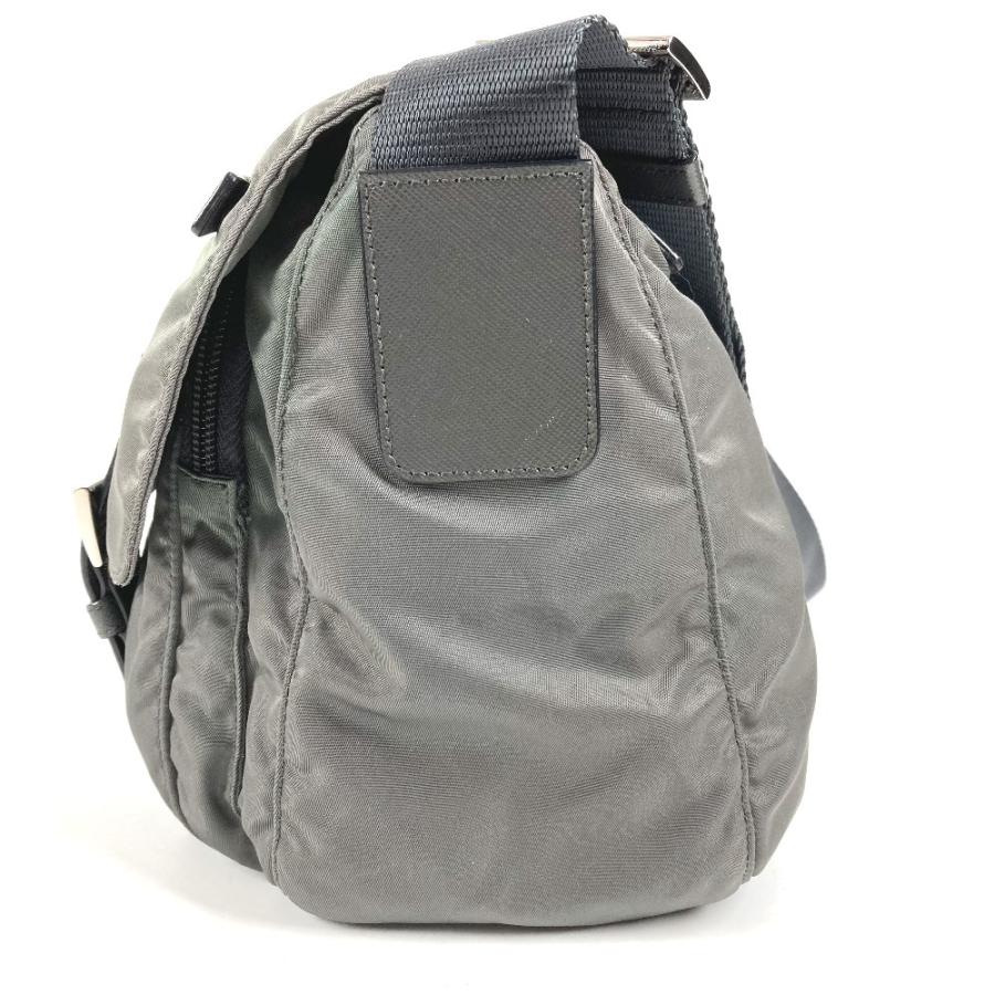 PRADA プラダ BT0953 トライアングルロゴ 三角ロゴ プレート カバン  斜め掛け メッセンジャーバッグ ショルダーバッグ グレー系【中古】 | PRADA | 02