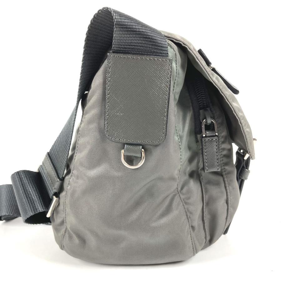 PRADA プラダ BT0953 トライアングルロゴ 三角ロゴ プレート カバン  斜め掛け メッセンジャーバッグ ショルダーバッグ グレー系【中古】 | PRADA | 03