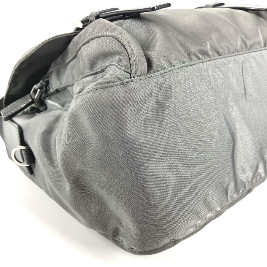 PRADA プラダ BT0953 トライアングルロゴ 三角ロゴ プレート カバン  斜め掛け メッセンジャーバッグ ショルダーバッグ グレー系【中古】 | PRADA | 05