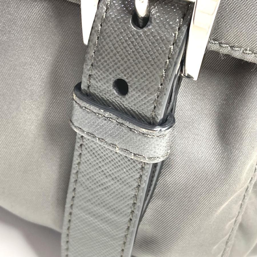 PRADA プラダ BT0953 トライアングルロゴ 三角ロゴ プレート カバン  斜め掛け メッセンジャーバッグ ショルダーバッグ グレー系【中古】 | PRADA | 07