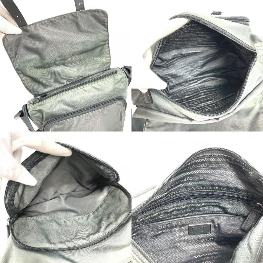 PRADA プラダ BT0953 トライアングルロゴ 三角ロゴ プレート カバン  斜め掛け メッセンジャーバッグ ショルダーバッグ グレー系【中古】 | PRADA | 08