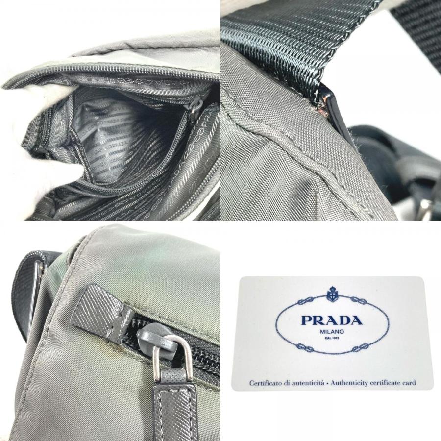 PRADA プラダ BT0953 トライアングルロゴ 三角ロゴ プレート カバン  斜め掛け メッセンジャーバッグ ショルダーバッグ グレー系【中古】 | PRADA | 09
