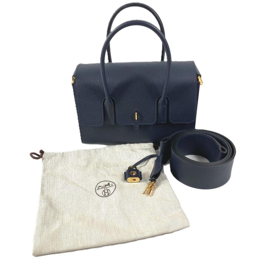 新品同様 HERMES エルメス ニュードラッグ22 ニュードラッグ 22 斜め掛け ハンドバッグ ショルダーバッグ ネイビー ユニセックス【中古】 | HERMES | 01