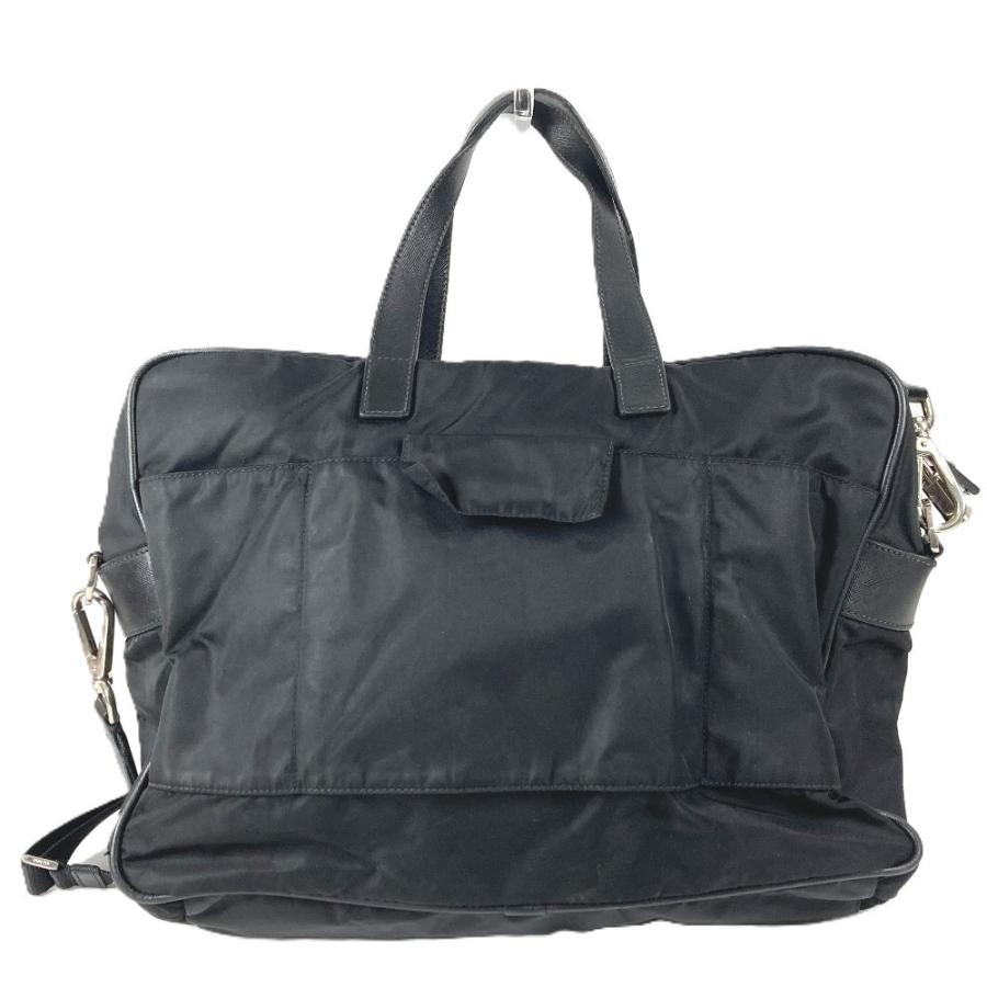 PRADA プラダ トライアングルロゴ 三角ロゴ プレート  ショルダーバッグ ブリーフケース 書類バッグ ビジネスバッグ ブラック【中古】 | PRADA | 01