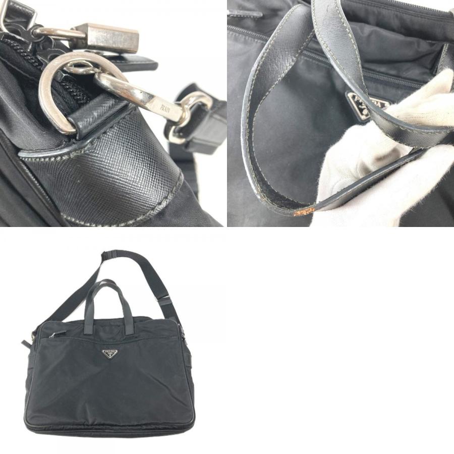 PRADA プラダ トライアングルロゴ 三角ロゴ プレート  ショルダーバッグ ブリーフケース 書類バッグ ビジネスバッグ ブラック【中古】 | PRADA | 09