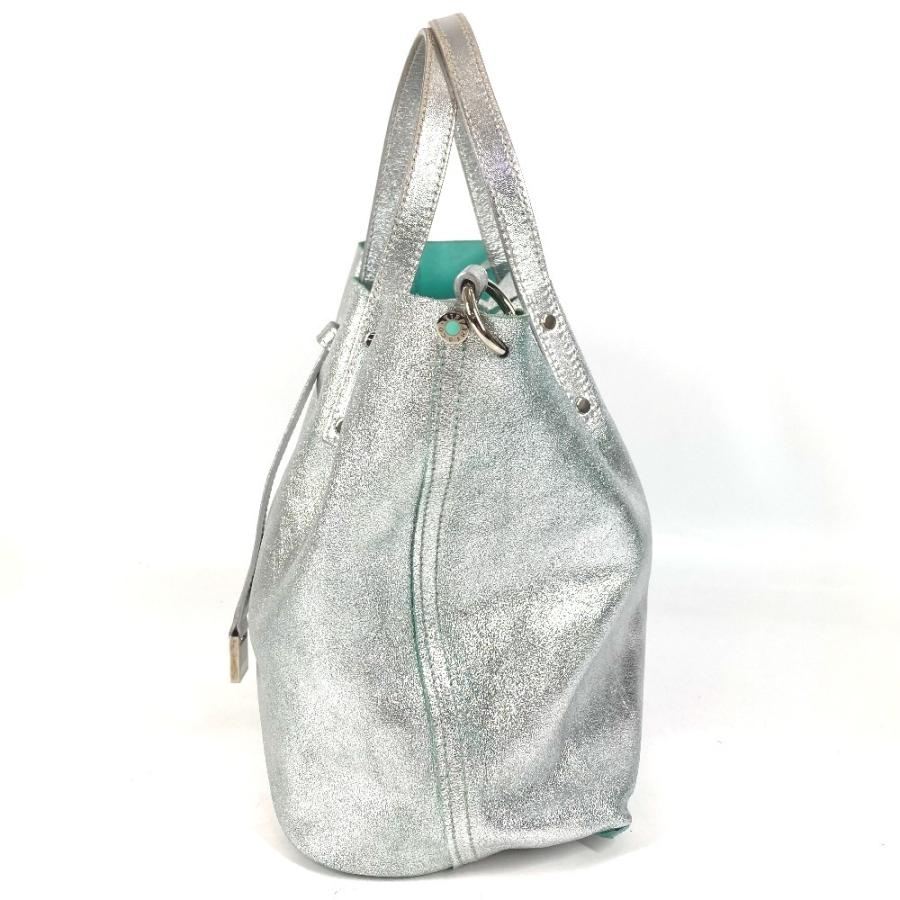 TIFFANY&Co. ティファニー ロゴ リバーシブル メタリック カバン トートバッグ ポーチ付き ハンドバッグ シルバー ユニセックス【中古】 | TIFFANY&Co. | 02