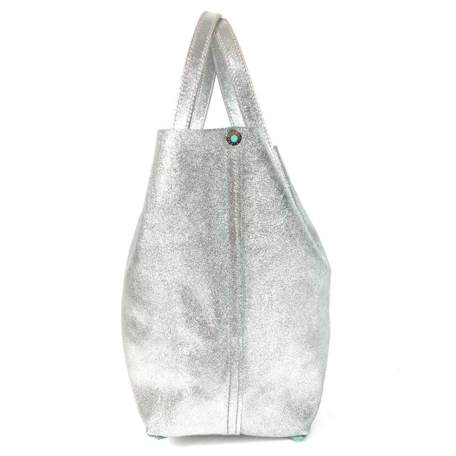 TIFFANY&Co. ティファニー ロゴ リバーシブル メタリック カバン トートバッグ ポーチ付き ハンドバッグ シルバー ユニセックス【中古】 | TIFFANY&Co. | 03