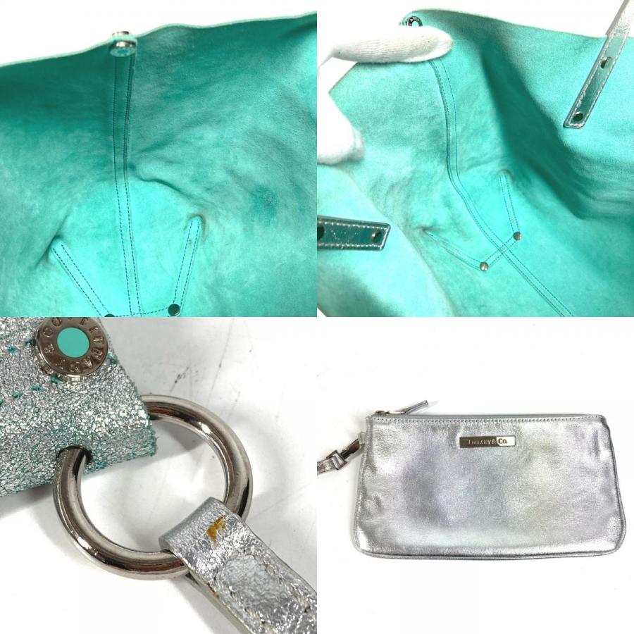 TIFFANY&Co. ティファニー ロゴ リバーシブル メタリック カバン トートバッグ ポーチ付き ハンドバッグ シルバー ユニセックス【中古】 | TIFFANY&Co. | 08